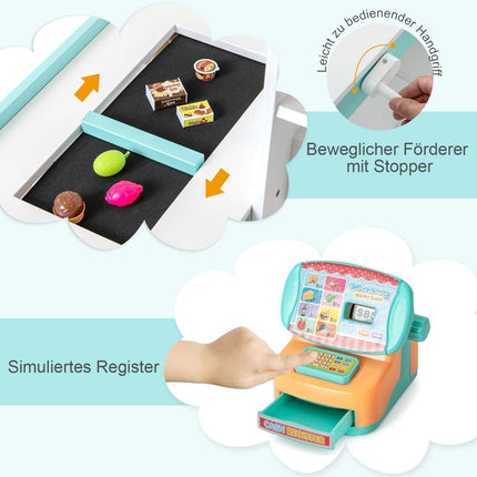 Wooden Supermarket Playset with Cart & Chalkboard