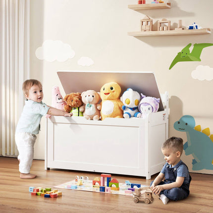 Wooden Toy Chest, Flip-Top Lid, Safety Hinge, White