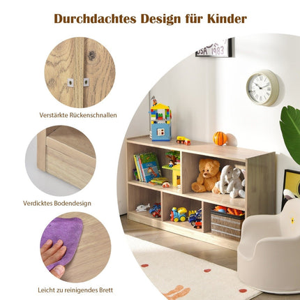 Wooden Toy Storage Shelf with 5 Compartments, 111x30x61.5 cm