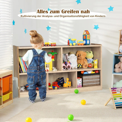 Wooden Toy Storage Shelf with 5 Compartments, 111x30x61.5 cm