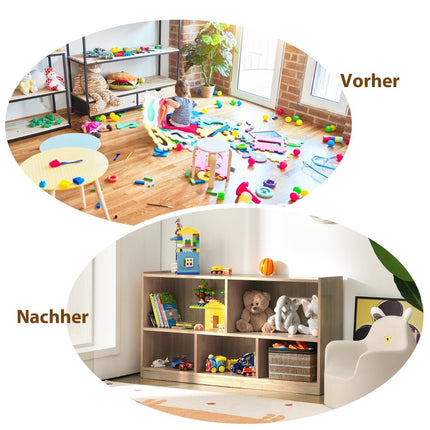 Wooden Toy Storage Shelf with 5 Compartments, 111x30x61.5 cm
