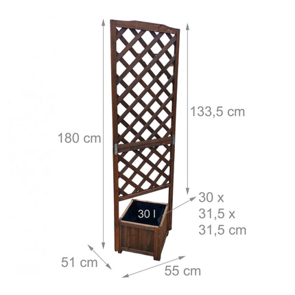 Wooden Trellis Planter Box 180cm – Brown
