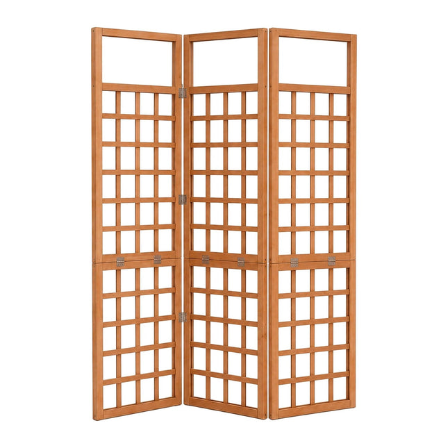 Dřevěná trelážová zástěna, světle hnědá, malá, 3 panely