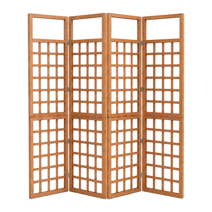 Dřevěná trelážová zástěna, střední, hnědá jedle, 4 panely