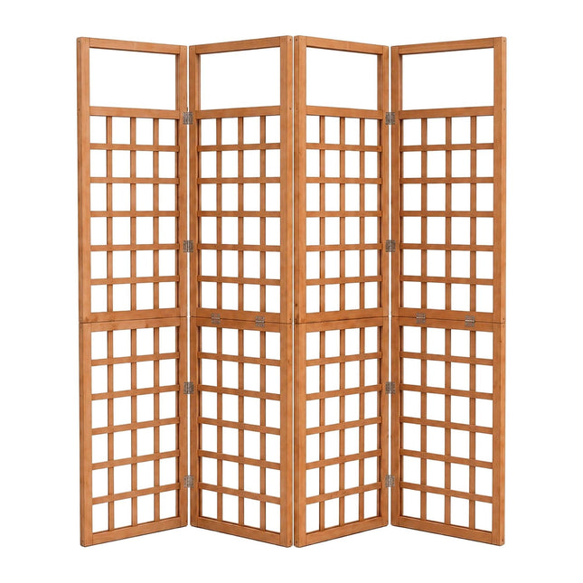 Dřevěná trelážová zástěna, střední, hnědá jedle, 4 panely