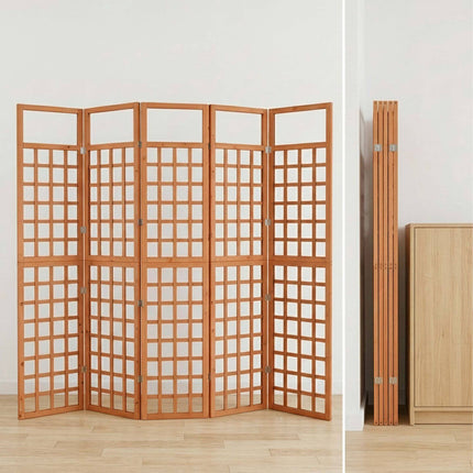 Dřevěná trelážová zástěna, střední, hnědá jedle, 4 panely