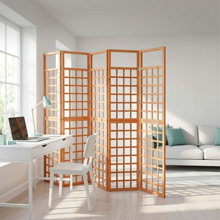 Dřevěná trelážová zástěna, střední, hnědá jedle, 4 panely