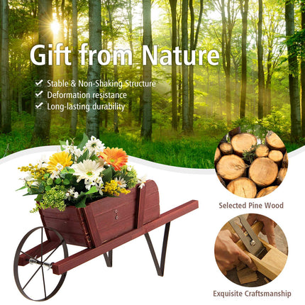 Wooden Wagon Planter, Pine Wood, 9 Magnetic Accessories
