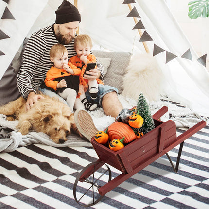 Wooden Wagon Planter, Pine Wood, 9 Magnetic Accessories
