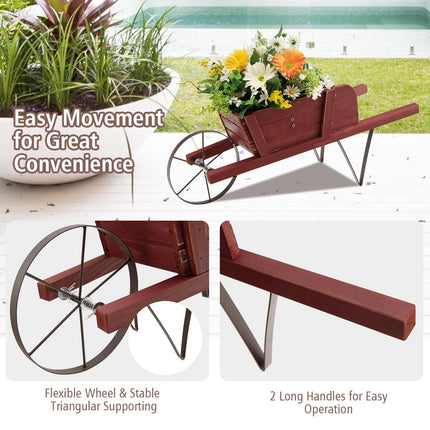 Wooden Wagon Planter, Pine Wood, 9 Magnetic Accessories