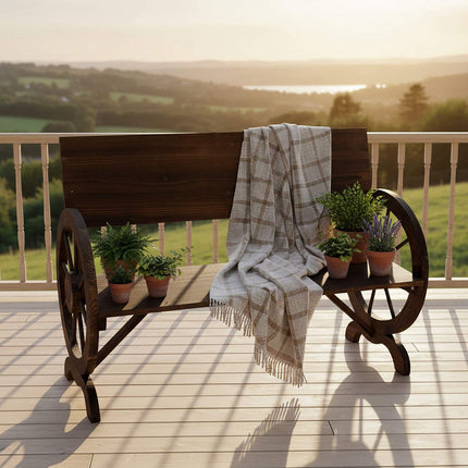 Wooden Wagon-Wheel Garden Bench – 2-Seater, Weatherproof