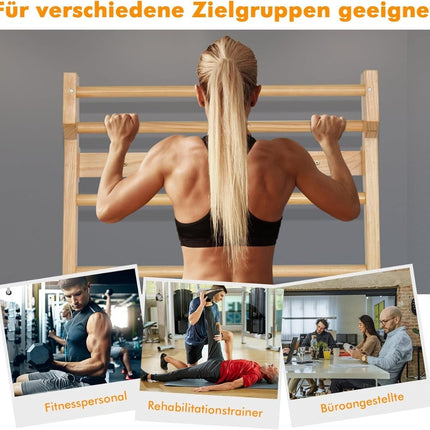 Dřevěné žebřiny s hrazdou, 10 příček, nosnost 100kg