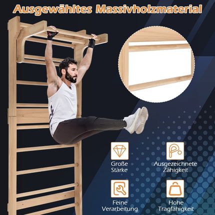 Dřevěné nástěnné gymnastické žebřiny pro domácí cvičení