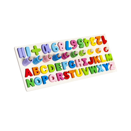 Dřevěné puzzle s abecedou a čísly