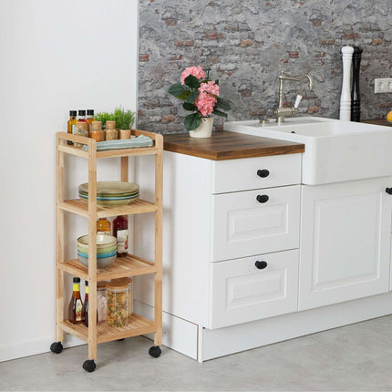 Houten badkamerplank met wielen