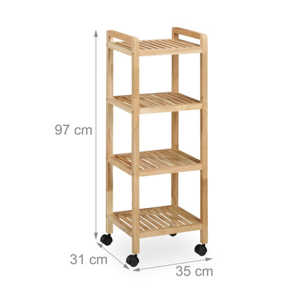 Houten badkamerplank met wielen