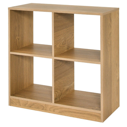 Dřevěná knihovna se 4 přihrádkami, kostkový regál a pojistka proti převrácení 73 x 33 x 73 cm přírodní