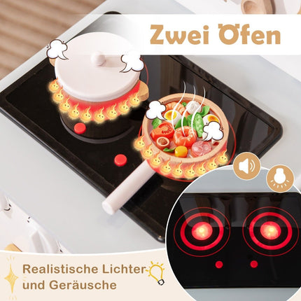 Wooden children's kitchen with 10 accessories Play kitchen with light & sound Toy kitchen for children aged 2 and over