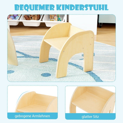 Wooden children's table with chair children's painting table with rounded edges children's seating group natural