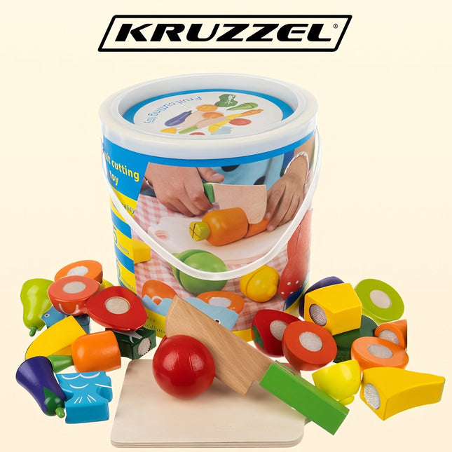 Dřevěné krájení zeleniny v kbelíku