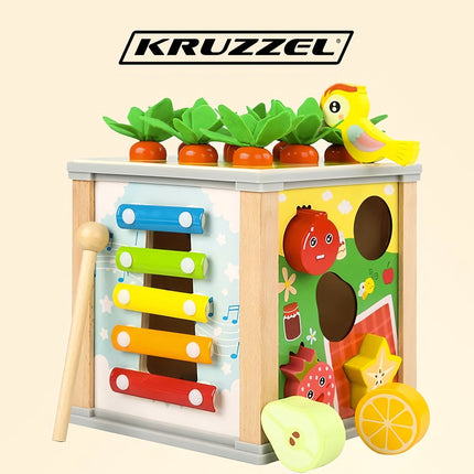 Dřevěná vzdělávací kostka – vkládačka Kruzzel 22566