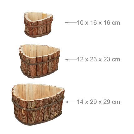 Dřevěný truhlík na květiny, sada 3 ks