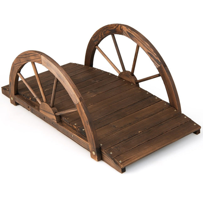Dřevěný zahradní můstek, jezírkový můstek s dvojitým půlkruhovým zábradlím 101 x 48.5 x 38 cm