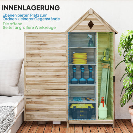 Waterproof Garden tool shed in wood, Asphalt roof, 80x49x170 cm