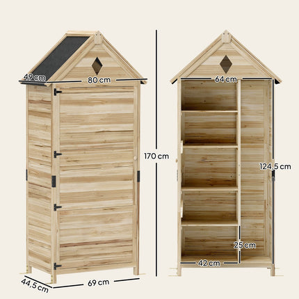 Waterproof Garden tool shed in wood, Asphalt roof, 80x49x170 cm