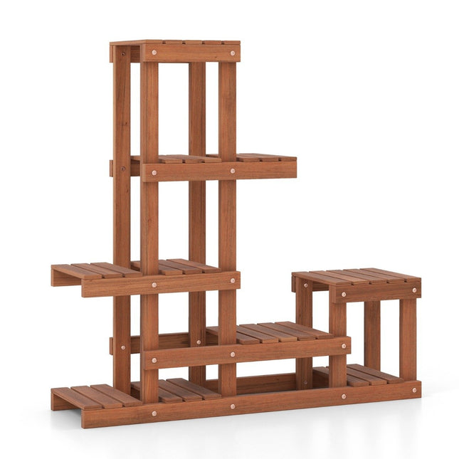 Dřevěný regál na rostliny se 6 patry, stojan na květiny 90 x 25 x 91.5 cm