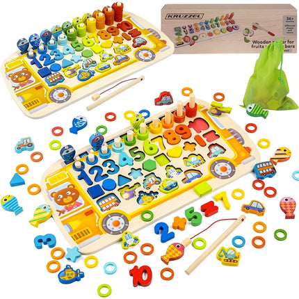 Dřevěné puzzle – vkládačka 6v1 Kruzzel 22636