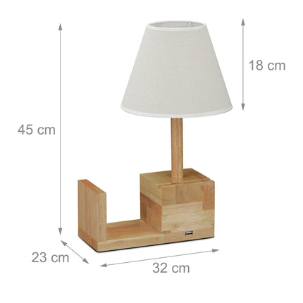 Dřevěná stolní lampa s USB zásuvkou