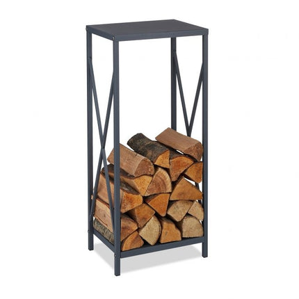 Wood shelf in gray steel
