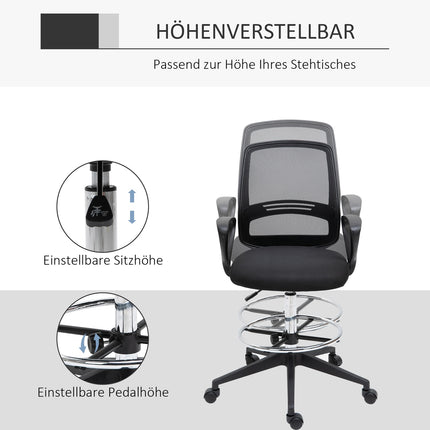 Ergonomic swivel office chair, height adjustable with footrest