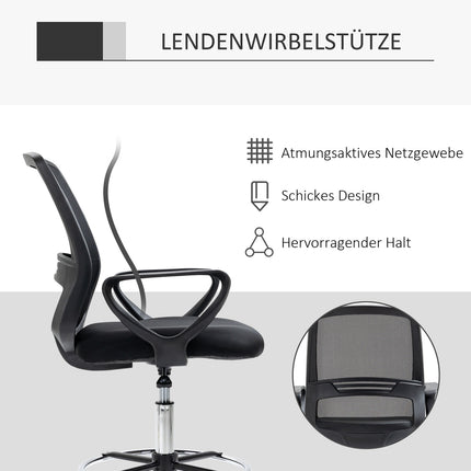 Ergonomic swivel office chair, height adjustable with footrest