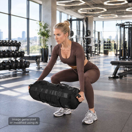 Workout Sandbag Up to 20 kg with 7 Handles, Empty, 3 Inner Filling Bags, Nylon