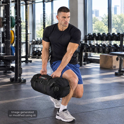 Workout Sandbag Up to 40 kg with 7 Handles, Empty, 4 Inner Filling Bags, Nylon