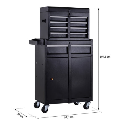 Metal workshop trolley with 5 drawers and 360° wheels