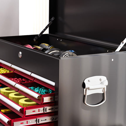 Mobile workshop trolley, Lockable, 14 drawers, Red