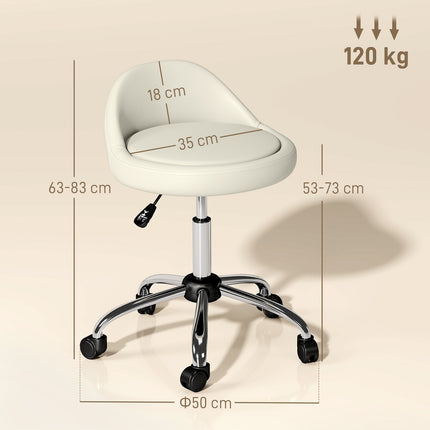 Nastavitelná otočná stolička, bílá umělá kůže, otáčení 360°
