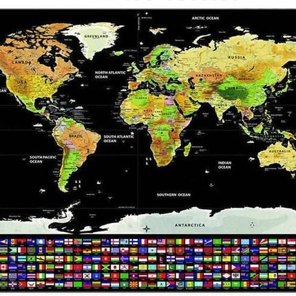 Mapa světa – stírací s vlajkami