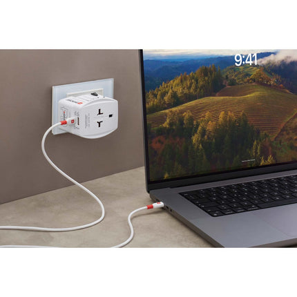 Cestovní adaptér MUV USB AC65PD USB-A+USB-C PD 65W bez uzemnění