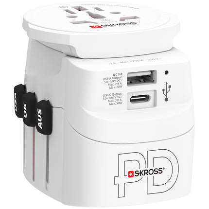 Cestovní adaptér PRO Light USB AC30PD World PD 30W s uzemněním