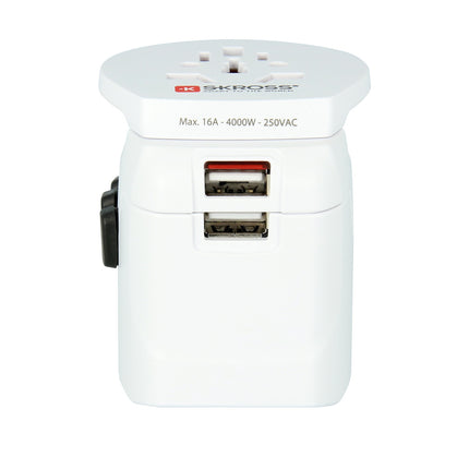 Cestovní adaptér PRO Light World 2xUSB-A 15W s uzemněním