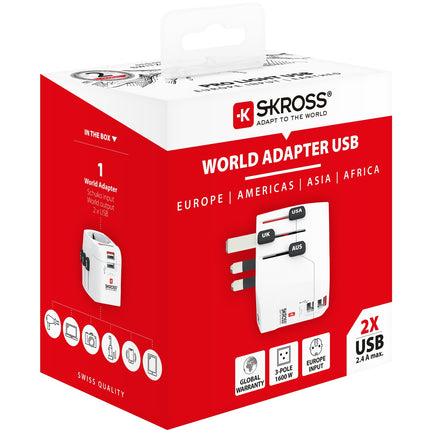 Cestovní adaptér PRO Pro Light 2xUSB 12W s uzemněním