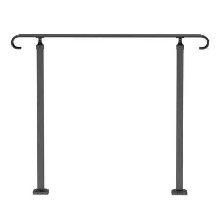 Wrought Iron Outdoor Stair Handrail, 2-Step, Black – Install Kit