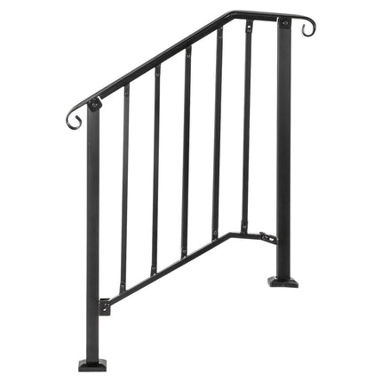 Wrought Iron Stair Handrail, Adjustable for 2–3 Steps