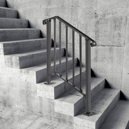 Wrought Iron Stair Handrail, Adjustable for 2–3 Steps
