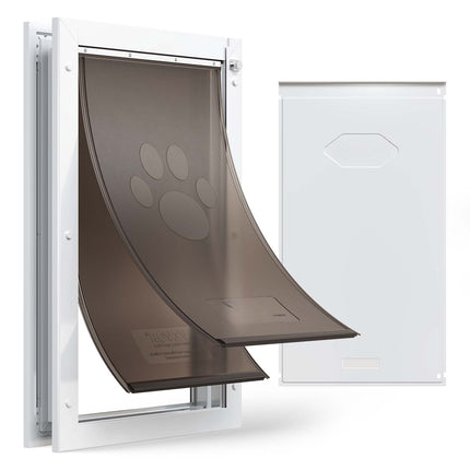 XL Dog Door, Double Magnetic Flaps, Metal Frame, White