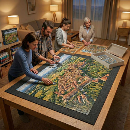 XL skládací plstěná podložka na puzzle – protiskluzový šedý povrch
